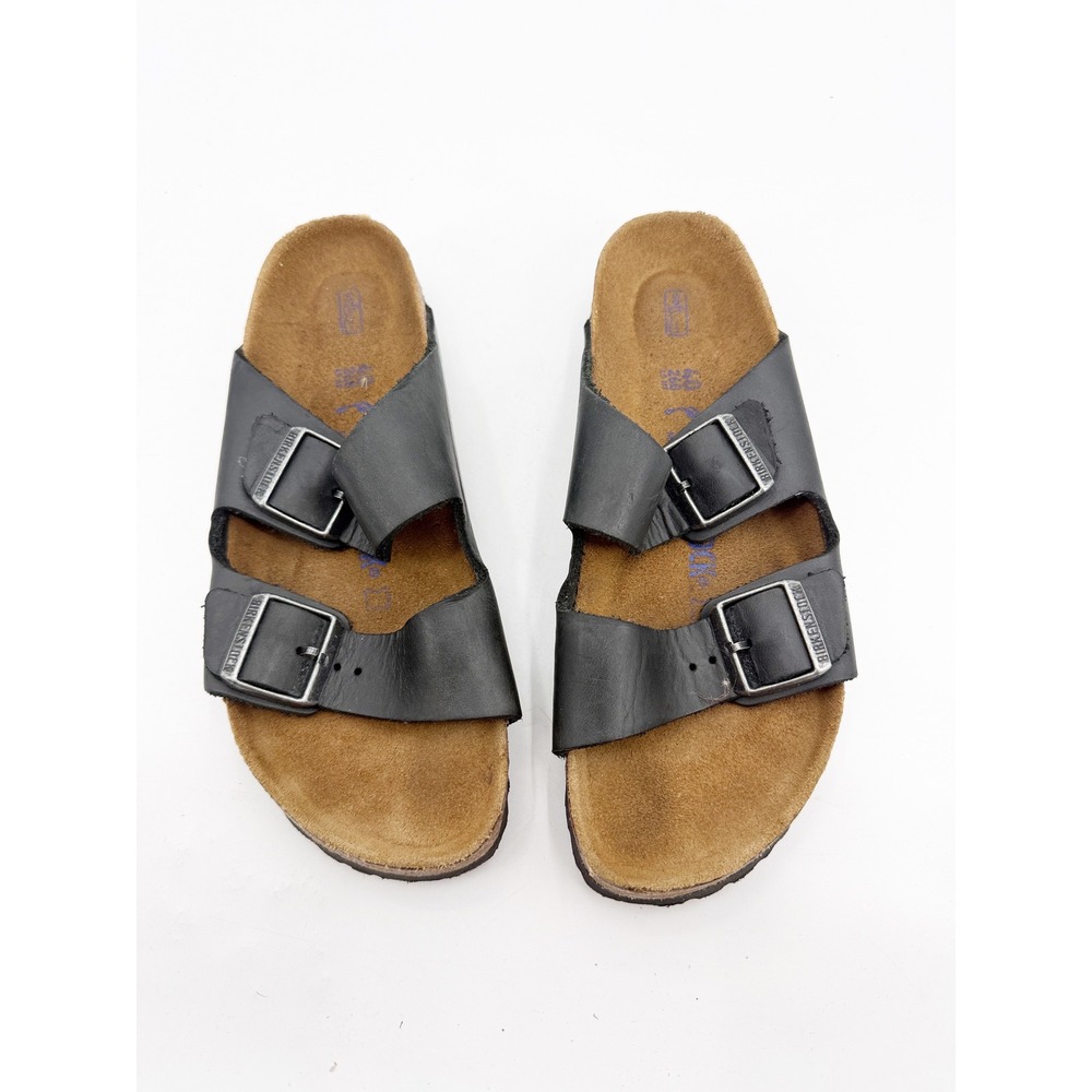 Birkenstock Arizona Soft Footbed Black Leather Sandals EU 40 Mens 7 Womens 9